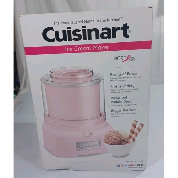 New Cuisinart Ice Cream Frozen Yogurt Maker - Pink Breast Cancer  BCRF - Picture 8 of 10